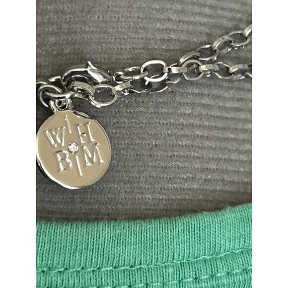 WHBM Silver Tone With Black & Clear Stones Layered Necklace 33" W/ 3" Extender - Picture 3 of 5